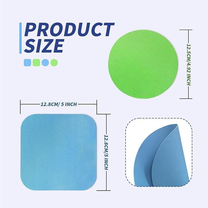 Imeepa 8PCS Rubber Jar Opener Gripper Pads for Seniors (Light Blue+Green) | Non-Slip Rubber Grips Open Tight Jars Easily. Ideal for Arthritis, Weak Hands. 8-Piece Set, Versatile For Bottles & Cans