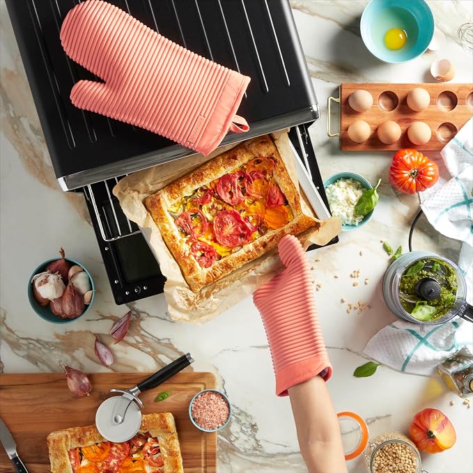 KITCHENAID Ribbed Soft Silicone Oven Mitt 2-Pack Set, 7.5"x13", Bird of Paradise