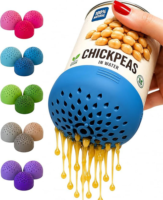 (BLUE) Nesting Can Strainer Mini Colander Set - Space Saving Small Colanders and Strainers - Multi Use Kitchen Gadget - Silicone Can Strainer