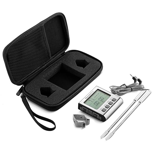 Caseling Hard Case for ThermoPro TP17 Dual Probe Meat Thermometer - Protective Storage Box for BBQ Smoker Accessories & Clip Holders (Case Only)