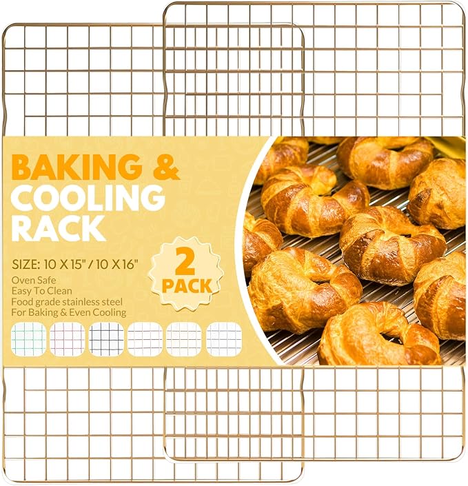 2 PCS Cooling Racks for Cooking and Baking, 15x10 Inches Stainless Steel Cooling Rack, Sheet Pan with Wire Rack for Baking Sheet, Bacon Rack Oven Safe Fits Jelly Roll Sheet Pan