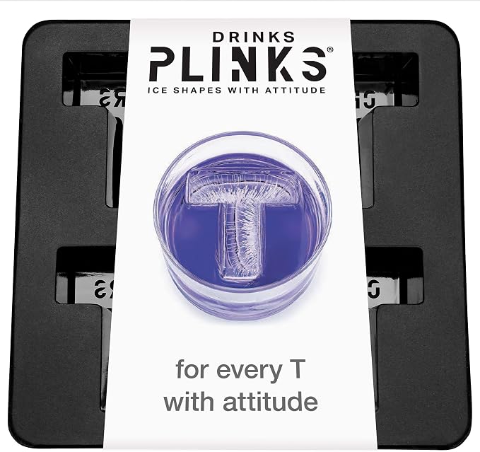 DRINKSPLINKS Custom Letter T Ice Cube Molds. Monogram Ice Cube Mold with Initials. Large Monogrammed Silicone Trays for Bourbon, Whiskey and Cocktails. Fun, Customized Gifts for Men and Women.