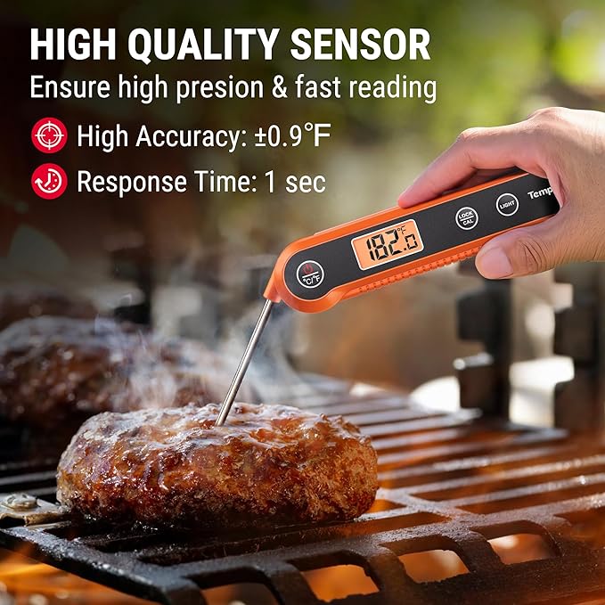 TempPro Digital Instant Read Meat Thermometer for Grilling, Waterproof Food Thermometer with Calibration Backlight Baking Bread Candy Thermometer Cooking Gift for Dad Husband (Previously ThermoPro)