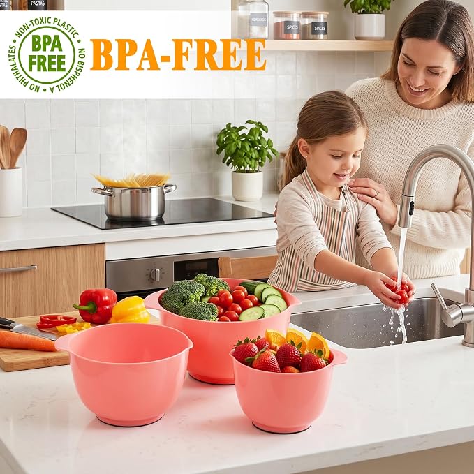 BoxedHome Classic Mixing Bowls Set of 4, 4.5, 3.5, 2.5 and 1.7 quarts | BPA Free Plastic, Microwave Safe