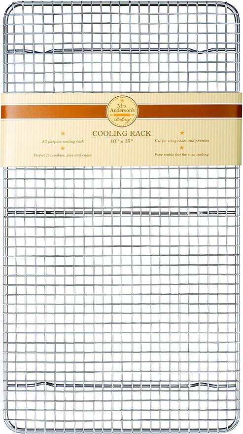Mrs. Anderson's Baking Professional Cooling Rack, Heavy Duty Steel, 10 x 18 x 0.75-Inches