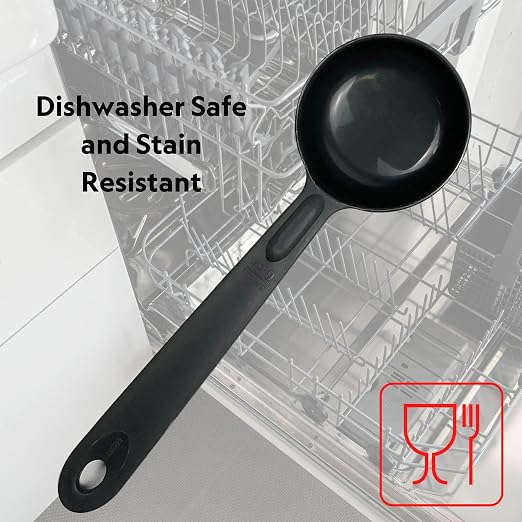 Cook's Rite-Size 6 oz. Solid Round Circle Server Portion Utensil, Copolymer Plastic Heat Resistant Professional Cooking Tool, Black