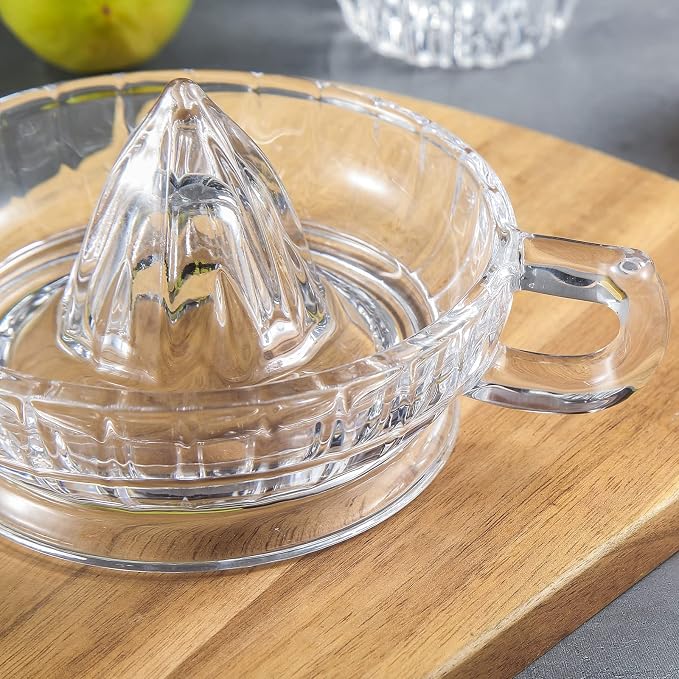 YGHQAP Glass Lemon Squeezer Manual Citrus Juicer with Handle and Pour Spout Clear Hand Press Juicer Manual Hand Squeezer for Fresh Fruit Juice Orange