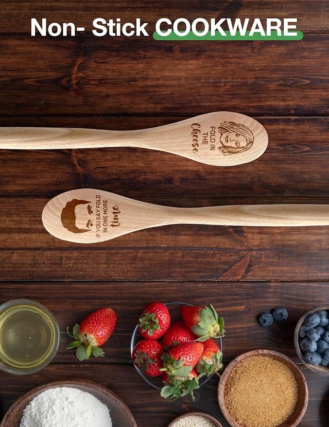 2PCS Funny Wooden Spoons for Cooking, Novelty Friends TV Show Decor for Women, Kitchen Cooking Spoons Decor Accessories Housewarming Gifts for Chef Woman Fans