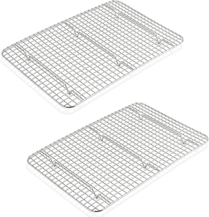 P&P CHEF 15.3 Inch Stainless Steel Cooling Baking Rack Set of 2 | Grid Cooking Racks for Griddle Roasting Grilling Warming, Good for Friends or Family, Oven & Dishwasher Safe, Heavy Duty