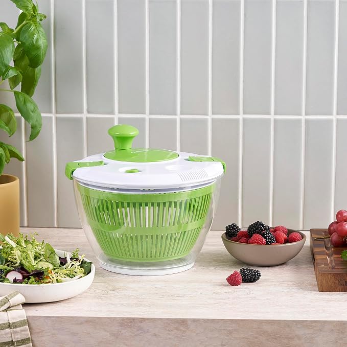 Cuisinart Large Spin Stop, 5qt, CTG-00-SAS1 Salad Spinner, 5 Quart, Green & White