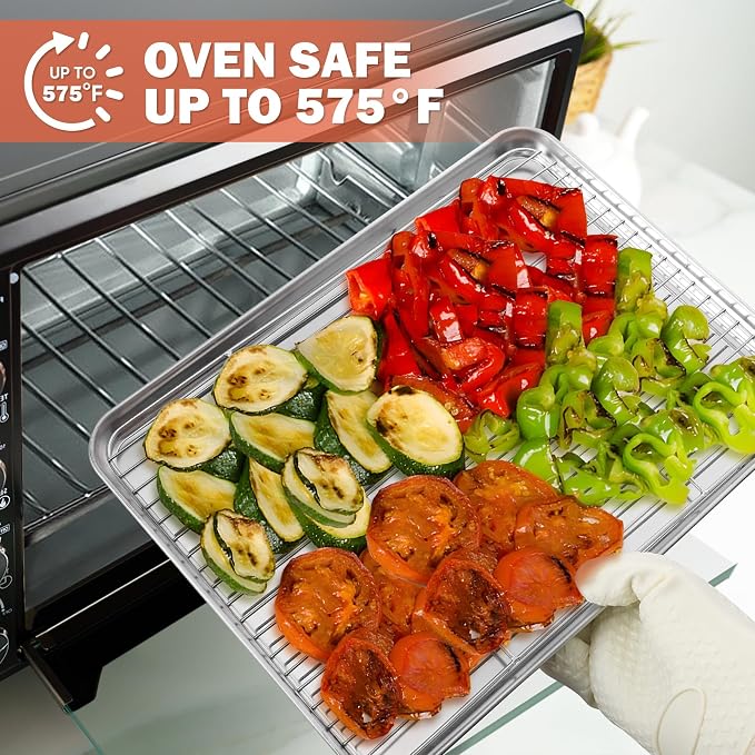 Homikit Stainless Steel Cooling Racks Set for Oven Cooking Baking, 4 PCS | Wire Baking Rack for Toaster Oven Roasting Bacon Cookies, Various Size Metal Racks Fit Sheet Pan, 8.7+9.7+11.6+15.2 Inch