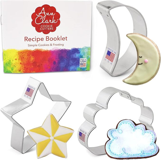 Ann Clark Celestial Cookie Cutters 3-Pc. Set Made in USA, Star, Moon, Cloud