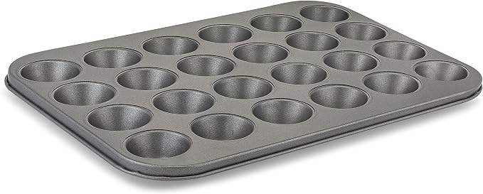 husMait 24-Cup Mini Muffin Pan - Non-Stick Carbon Steel Mini Cupcake Pan - Heavy Duty Metal Baking Tray, Warp-Resistant, PFOA Free & Dishwasher Safe
