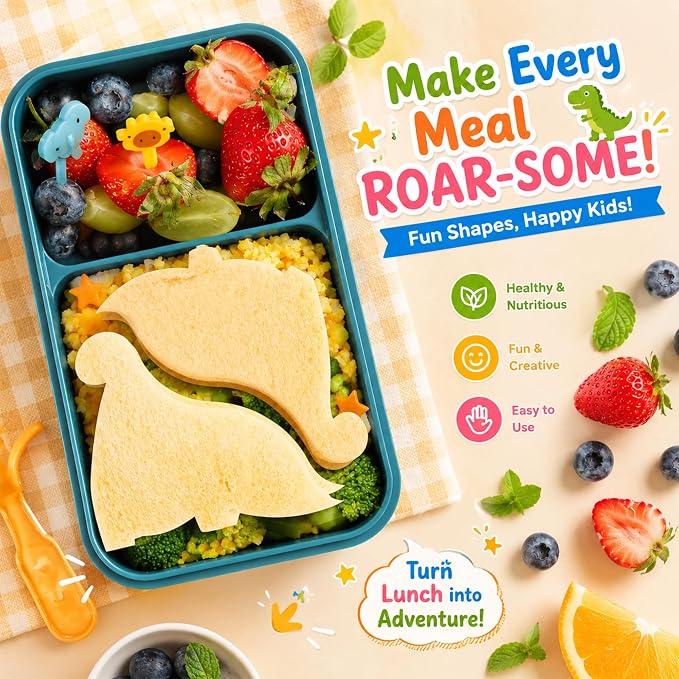 FUNGYAND Sandwich Bread Cutter Set, 45 in 1 Bento Lunch Box Accessories Kit Includes Fruit Cutter, Animal Food Picks, Rice Ball Maker, Easy to Use
