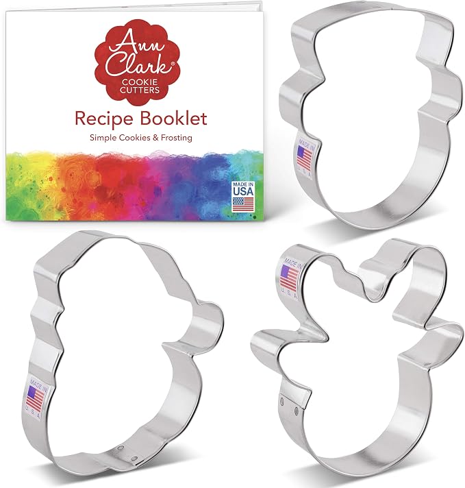 Ann Clark Faces of Christmas Cookie Cutters 3-Pc. Set (Santa, Reindeer, Snowman) Made in USA