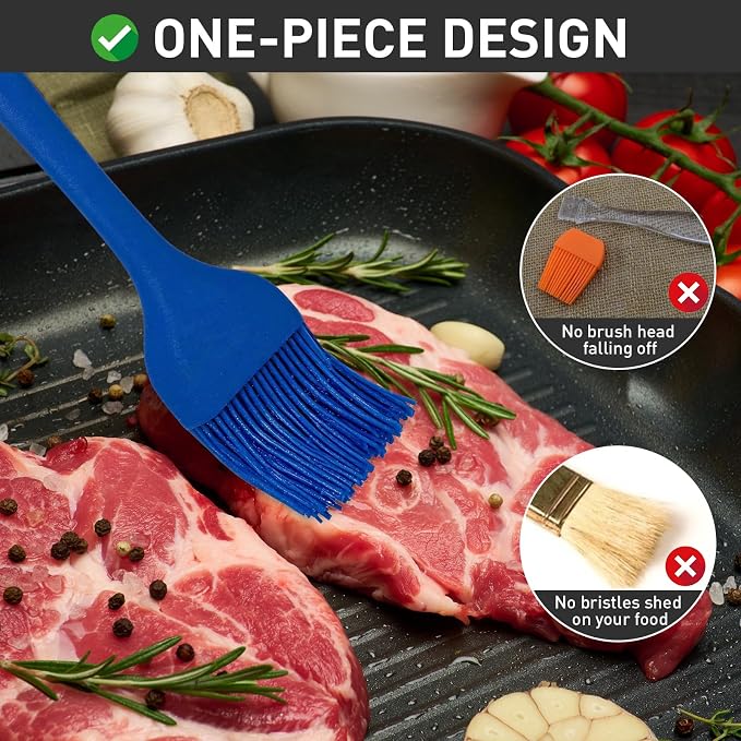 Begonia Silicone Pastry Brush (Blue) | 2pcs 10+8 in Heat Resistant Basting Brush for Cooking,Baking, Grilling and spreading oil
