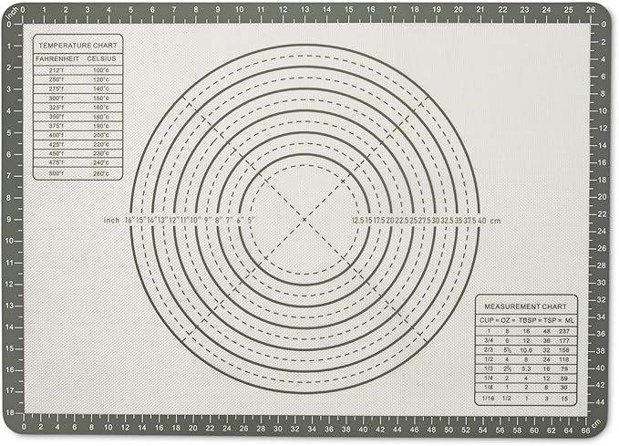 Amazon Basics Nonstick Silicone Pastry Baking Mat with Measurements, BPA-Free, Oven-Safe, Extra Large 20 x 28 in