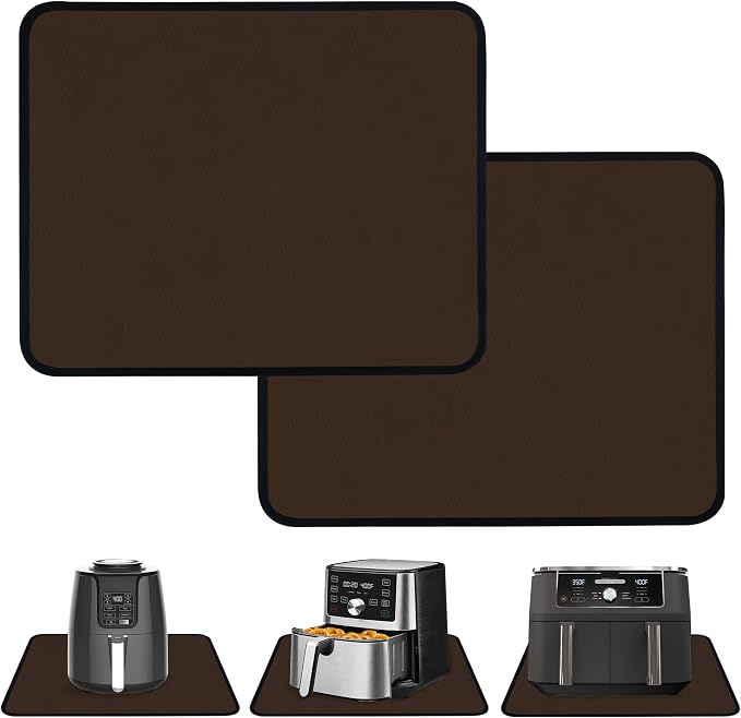 2 PCS Heat Resistant Mats for Countertop Air Fryer, 14x12in, Brown | 1022 ℉ Fireproof mat, air fryer accessories for ninja, cosori, waterproof hot pads for kitchen toaster, oven, coffee maker