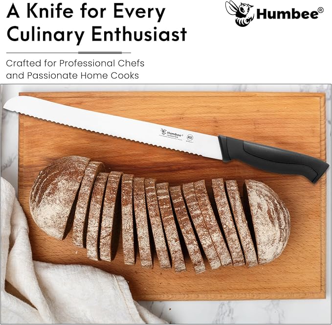 12-Inch Serrated Bread Knife, Premium High Carbon Stainless Steel Blade Knife for Bread with Ergonomic Handle, NSF Certified, DT-30 Series, Black