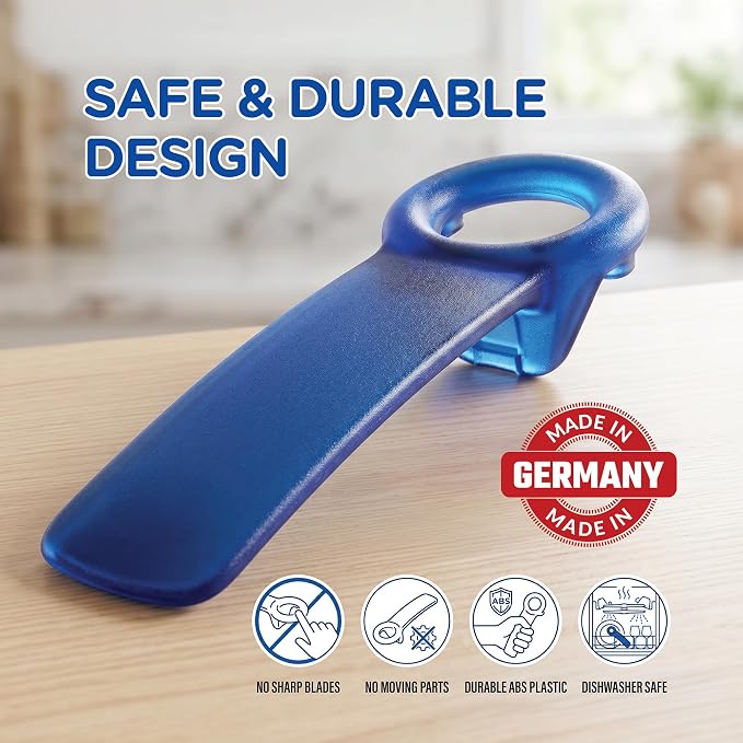 Brix Original Easy Jar Key Opener, Frosted Blue, Vacuum-Seal Release Tool For Stubborn Lids, Arthritis And Carpal Tunnel Aid
