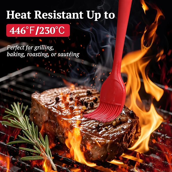 2Pcs Basting Brush, BPA-Free Pastry Brushes Heat Resistant Cooking Brush for Baking, Nonstick Silicone Brushes, Healthy One-Piece Design Oil Brush for Cooking Outdoor Barbecue Utensils