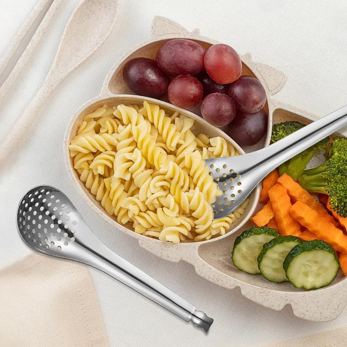 jojofuny 2 Pack Stainless Steel Caviar Slotted Spoons Small Colander Cooking Utensils for Home Kitchen and Restaurant 6.69 Inch