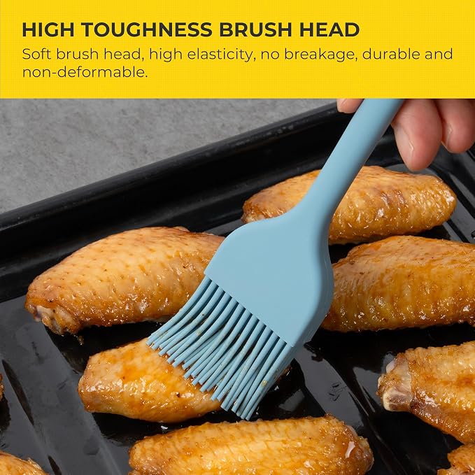 Elihome × Peanuts Silicone Basting Brush (8.75”) – Heat Resistant to 600°F, Food-Grade Platinum Silicone, Seamless 1-Piece Design, Non-Stick Safe, Dishwasher Safe,Teal Grey