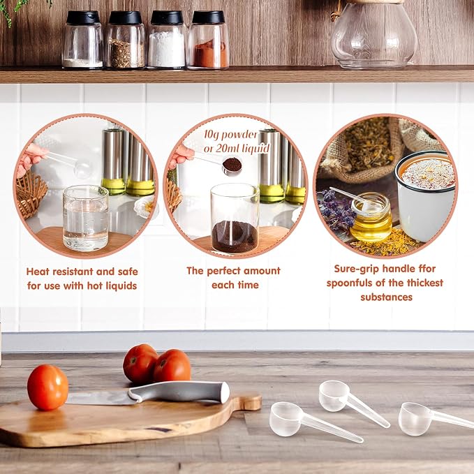 Meanplan 40 Pack Plastic Scoop Tablespoon Measuring Spoons (20 mL | 20 cc | 1.33 Tablespoon | 4 Tsp) Coffee Scoops Teaspoon for Measuring Coffee Grains Spices Protein Pet Food (Transparent)