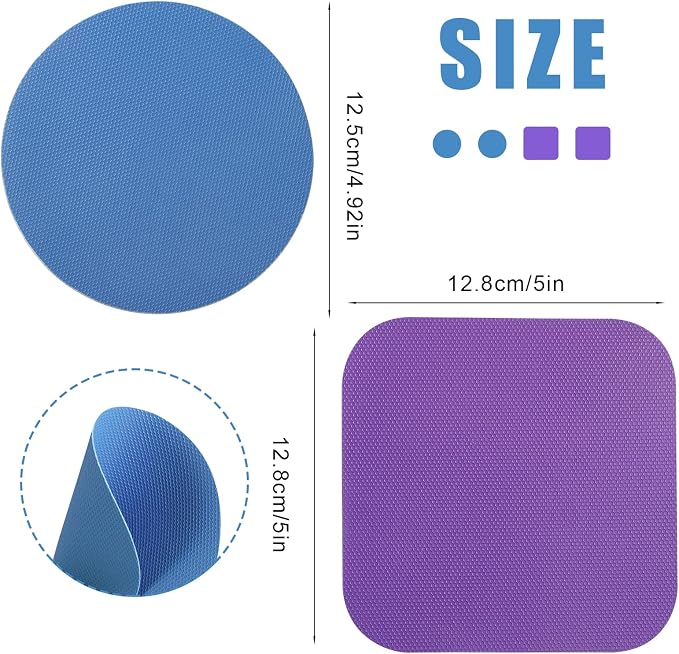 LUTER 4pcs Jar Opener Gripper Pad for Seniors with Weak Hands, Rubber | Multi-function Silicone Bottle Opener Lid Cap Rubber Gripper Pads Kitchen Coasters Gadgets, Purple, Blue