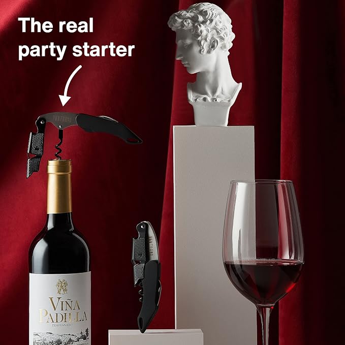 Vintorio Professional Waiters Corkscrew - Wine Key with Ergonomic Rubber Grip, Beer Bottle Opener and Foil Cutter (3 Pack)