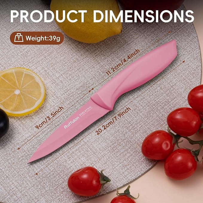 4PCS Paring Knife Set 3.5-inch pink handle, stainless steel peeler | Ultra Sharp Fruit and Vegetable Knives, 3.5-Inch Kitchen Knives, Razor-Sharp Knife，Ergonomic Handle Design，Pink.