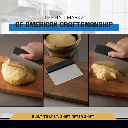 Dexter-Russell 6” x 3” Dough Cutter/Scraper – S196B, Stainless Steel Blade with Black Textured Handle, Sani-Safe Series, NSF Certified, Made in USA