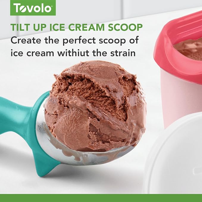 Tovolo Ice Cream Scoop Tropical Breeze Seafoam Green Dishwasher Safe Heavy Duty Ice Cream Scooper with Elevated Tilt Up Design, Heat Retaining Ice Cream Scoops with Non Slip Handle for Cookie Dough