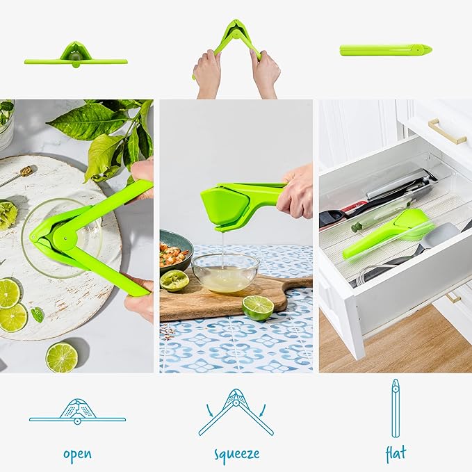 Dreamfarm Fluicer Fold-Flat Citrus Juicer - Lime | Easy, manual fresh lime juice squeezer with pip catcher, suits limes, compact storage, 9"