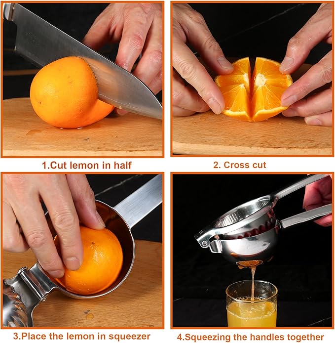 Upgrated Lemon Squeezer, Stainless Steel Manual Hand Juicer For Citrus Lime | Extra Large Heavy Duty Squeezer Makes Juicing Lemons, Limes & Oranges Fast & Easy