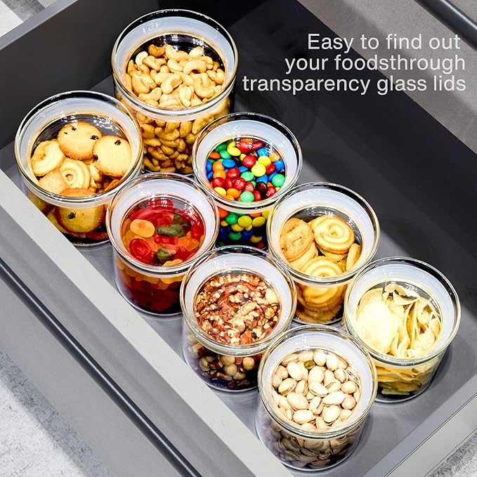 ZENS 17oz Glass Jars with Airtight Lid, Set of 4 Small Glass Storage Jars | Borosilicate Glass Canisters Set with Lids, Small Storge Containers for Kitchen Spice, Sugar, Blooming Tea,