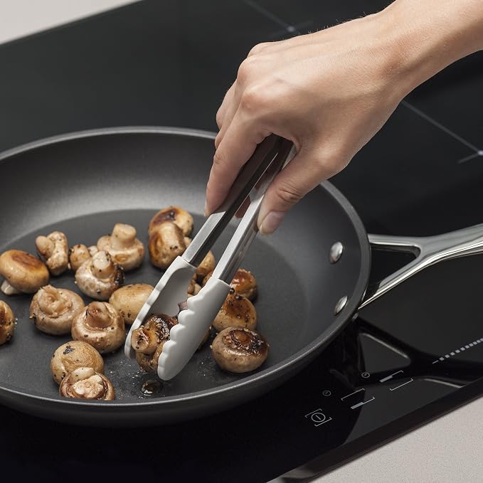 Zeal Silicone Non Stick Kitchen Mini Tongs with Stainless Steel Handle (20cm) -French Grey, 20 cm
