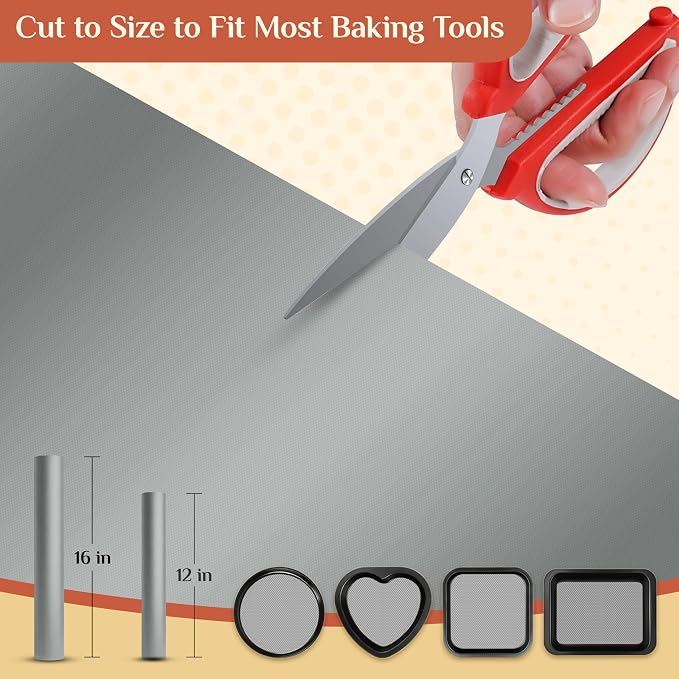GTJ Silicone Baking Mat Roll, Reusable Baking Sheet Liners, 12 in x 10 ft | Free Cut to Size, Food-Grade, Non-Stick, Non-Slip, For Dough, Pastry, Air Fryer, Freeze Dryer, Oven Pan, Kitchen Counter