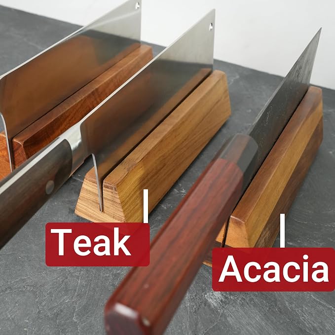 Cleaver Stand | 8.25-inch wood vegetable cleaver knife storage block (Teak, 2mm)