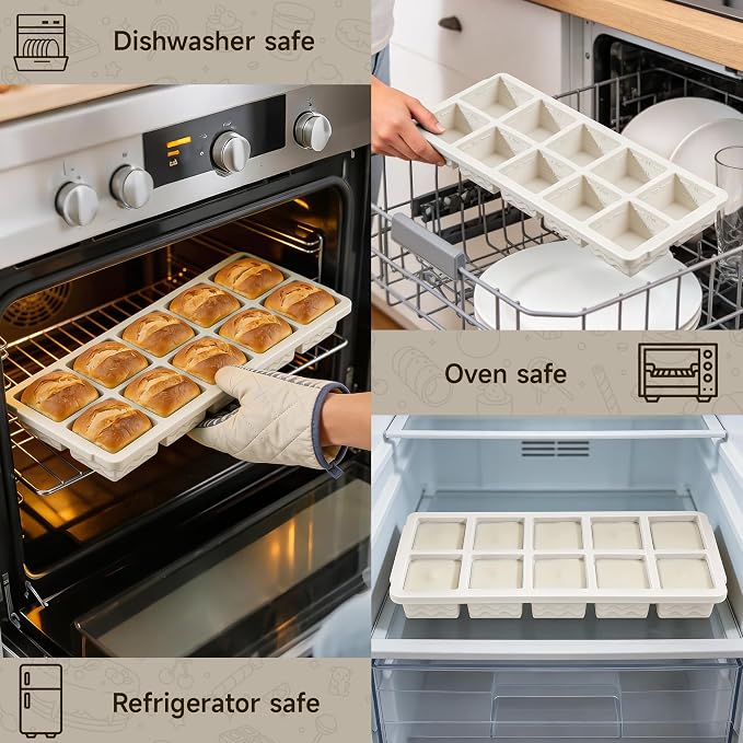 Ice Cube Tray with Lid – 3 Pack 2 Tbsp Ice Trays for Freezer, Stackable, BPA-Free, Easy Release Large Ice Cube Molds for Chocolate, Cocktails, Iced Coffee, Whiskey & Juice (10-cube,starlight)