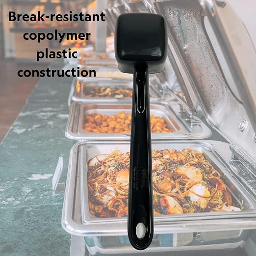 Rite-Size 6 oz. Solid Square Server Portion Utensil, Copolymer Plastic Heat Resistant Professional Cooking Tool, Black