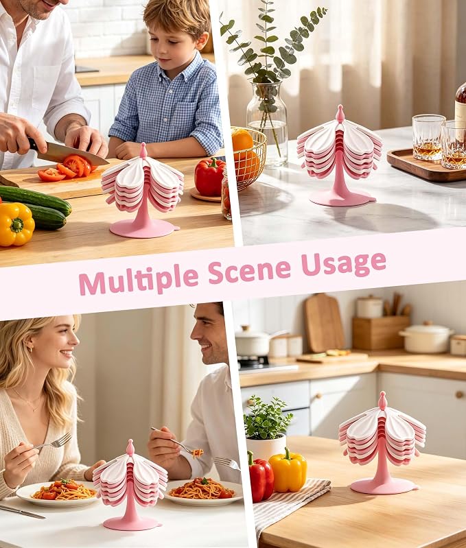 Silicone Trivet Mat - 6 Flower-Shaped Silicone mats + 1 Stand, Non-Slip & Heat Resistant Kitchen Hot Pads for Table & Countertop, Multifunctional Mats can Hold Coffee, Plates