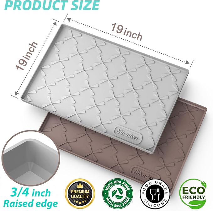 Waterproof Under Sink Mat 19" x 19" Silicone Mat Cabinet Protector | Heavy Duty Kitchen Cabinet Liner, Easy Press Drain, Home Essentials for Pet Feeding, Boots, Bathroom, Organizers & Storage