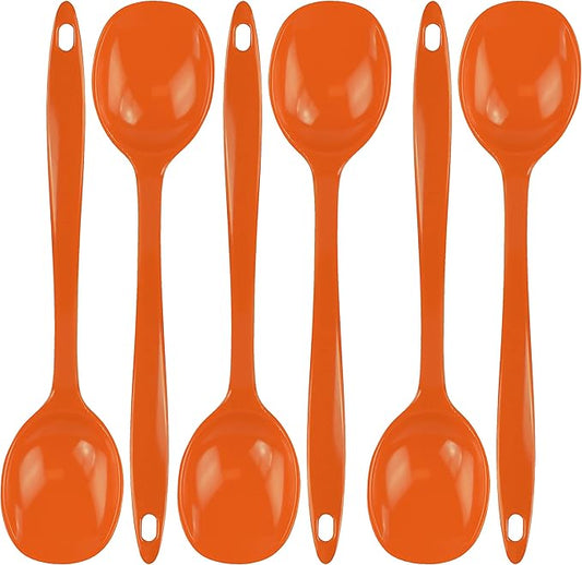Reston Lloyd Cooking Spoon for Serving, Basting, Mixing, Heat Resistant, BPA Free Melamine 11 inch Utensil with Ergonomic Handle, Set of 6, Orange