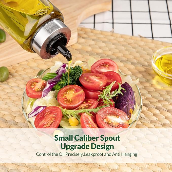hotder Oil Bottles, Olive Oil Dispenser, Oil Dispenser Bottles, Oil Dispenser, Oil Dispenser Bottle for Kitchen, Glass Oil Bottle 500ml, Easy Refill & Cleaning Non-Drip Spout (500ML 2pcs)