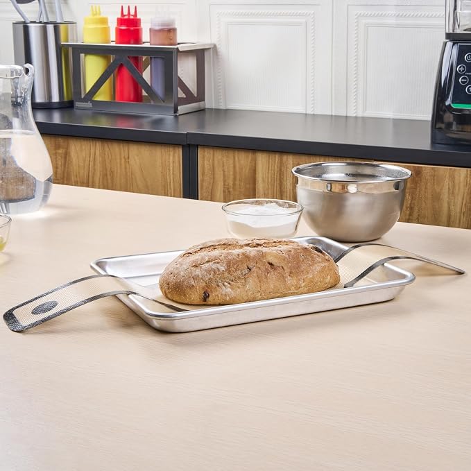 Restaurantware Bread Sling for Dutch Oven with Long Handles Pack of 1 Oval Non-Stick Silicone Fiberglass Sourdough Sling, Reusable Anti-Slip Dishwashable Tan and Black for Bread Loaf, Sourdough