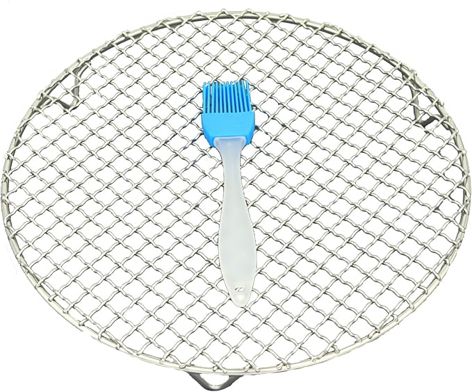 Round Cooling Rack Stainless Steel Cross Wire Barbecue Grill Net Racks with 3 Legs for Cooking Baking Steaming (8.25 inches)
