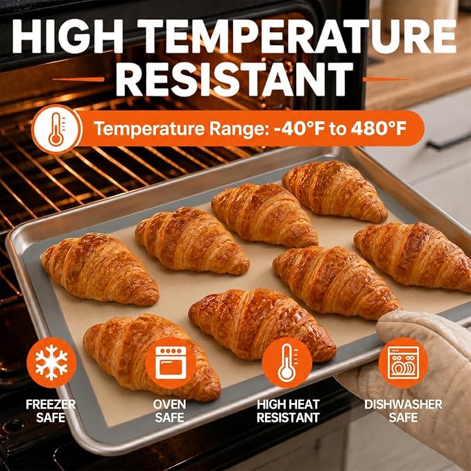 4 Pcs Silicone Baking Mat Fits Small Quarter Sheet Pans | Reusable Liners For Nonstick Baking, Easy Cleanup, For Cookies, Veggies And Pastry, Grey