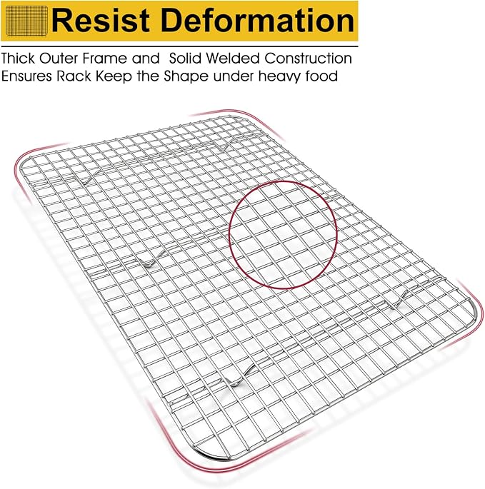 P&P CHEF 15.3 Inch Stainless Steel Cooling Baking Rack Set of 2 | Grid Cooking Racks for Griddle Roasting Grilling Warming, Good for Friends or Family, Oven & Dishwasher Safe, Heavy Duty