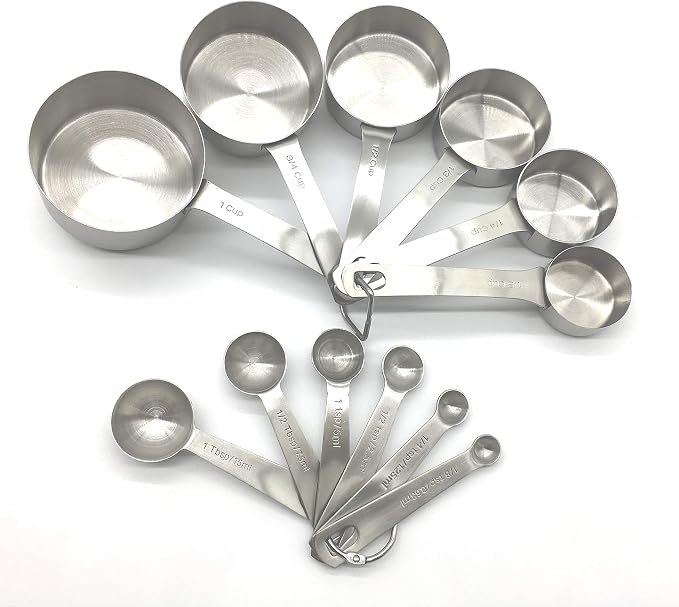Stainless Steel Measuring Cups and Spoons Set, Heavy Duty 12 pcs set, 6 Measuring cups and 6 Measuring Spoons (1)